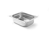 HENDI 806333 Gastronormbehälter, Temperaturbeständig von -40° bis 300°C, Heissluftöfen-Kühl- und Tiefkühlschränken-Chafing Dishes-Bain Marie, Stapelbar, GN 1/2, 325x265x(H)100mm, Edelstahl, 5,6 L