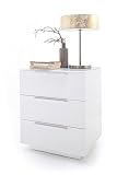 Robas Lund Nachtkonsole weiß hochglanz, Nachtkommode mit Schubladen für Polsterbett Nako Boxspringbett Nachtschrank, BxHxT 50x60x40