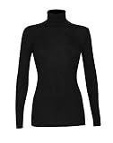 Dilling Rollkragen Shirt für Damen aus 100% Bio-Merinowolle Schwarz 36