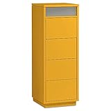 AILEENSTORE Kommode mit 4 Schubkästen, Klapp-Deckel & Dokumenten-Ablage mit Glasfenster - Schubladen-Turm - Push-To-Open Sideboard - Farbe: Orang
