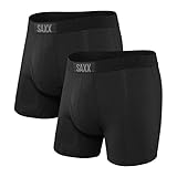 Saxx Underwear Herrenunterwäsche - Ultra Boxer-Slips mit integrierter Ballpark Pouch-Unterstützung – 2er Packung, Black/Black,XXL