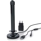 CSL- aktive DVB-T2 HD Antenne 25 dBi - Digitale HDTV-Stabantenne Zimmerantenne Verstärkerantenne - 4 m Kabel USB und Koaxialstecker inkl. USB Netzteil - hohe Empfangsleistung bis zu 25dB