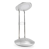 LED Schreibtischlampe, DA LIGHT 3000K Warmweiß LED Tischlampe, 3.6W Nachttisch Leselampe mit Einziehbare Halterungen Silber Tischleuchte Tragbare Bürolampe für Büro, Lesen, S