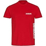 VIMAVERTRIEB® Herren T-Shirt Augsburg - Brust & Seite - Druck:weiß - Shirt Männer Fußball Fanartikel Fanshop - Größe:4XL
