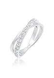 Elli Ring Damen Wickelring Elegant mit Kristalle in 925 Sterling Silb