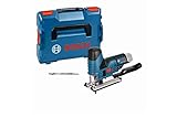 Bosch Professional 12V System Akku Stichsäge GST 12V-70 (2x Sägeblatt, Gleitschuh, Spanreißschutz, Schnitttiefe in Holz: 70 mm, ohne Akkus und Ladegerät, in L-BOXX)