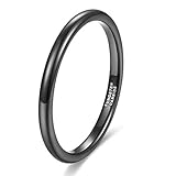 Ringe Damen Herren Schwarz Wolfram Schmal Schlicht Poliert Ring Verlobungsringe Eheringe Partnerringe 2mm 4mm 6mm 8mm (2mm, 62 (19.7))