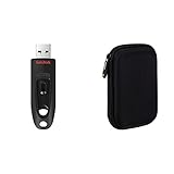 SanDisk Ultra 32GB USB-Flash-Laufwerk USB 3.0 bis zu 100MB/s & Amazon Basics Schutzhülle für Externe Festp