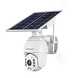 INQMEGAPRO Überwachungskamera Solar Kamera Überwachung Aussen mit Akku,100% Kabellos Wiederaufladbare 1080P WLAN IP Kamera mit PIR Bewegungserkennung,2-Wege-Audio,Farbnachtsicht,IP66 Wasserdicht/Weiß