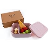Silikon Brotdose - Bento Box Kinder, Erwachsene - Lunchbox Kindergarten, BPA Frei, Geeignet für Mikrowelle, Spülmaschine, Bento (Babypink)