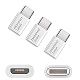 3X Micro USB auf USB C Adapter Typ-C Stecker wandelt USB 2.0 Typ B zu USB 3.1 Typ C Weiß