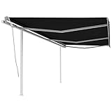 Fest-night Gelenkarmmarkise Automatisch Markisen Balkonmarkisen Sonnenschutz Seitenmarkise Sichtschutz Terrasse Balkon Markise Für Balkon mit Pfosten 6x3
