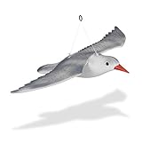 Relaxdays Vogelschreck Möwe, fliegend, zum Aufhängen, Dekofigur, Taubenschreck für Garten, Balkon, Terrasse, weiß/g