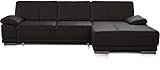 CAVADORE Schlafsofa Corianne in echtem Leder / Eckcouch mit Bettfunktion und beidseitiger Armteilverstellung / 282 x 80 x 162 / Echtleder, b