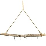 Hakenleiste Willow 85cm Natur, Rattanhaken, Aufhängung mit 6 Haken aus Rattan, Fensterdeko, Geschenk