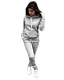 LAsimi Damen Sportanzug Set Jogginganzug Damen Freizeitanzug Frauen Trainingsanzug Set 2 Teiliges Langarm Hosenanzug Sportswear L