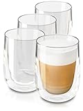4x Doppelwandige Gläser Set 250ml - Cappuccino Thermogläser - für Heiß- und Kaltgetränk