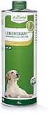 AniForte Lebertran für Hunde & Pferde - Natürliches Dorschlebertran für Knochenaufbau & Immunsystem, Barf Öl mit Vitaminen & Omega 3 (1 L)