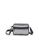 LeSportsac Grau schimmernde Raini Crossbody Handtasche, Stil 2714/Farbe F588, Silber schillerndes Metallic-Matt-Spezialmaterial, LeSportsac 1974 Crossbody Strap & T