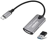 Zhongkaifa HDMI to Type-C Video Capture Card, Free Drive 4K 1080P Type-C HDMI to USB-C, Portable Converter for Game Recording Live Broadcasts Phone C