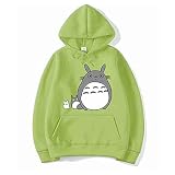 Niedlicher Cartoon Kuromi Sweatshirt Anime Cosplay Student Pullover Mein Nachbar Totoro Frauen Langarm Hoodie Kordelzug Einfarbig Tops Große Größe,Grün,4XL