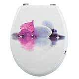 MSV WC Sitz Toilettendeckel MDF Holzkern'Borneo' Scharniere aus Edelstahl - hochwertige und stabile Q