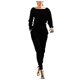 AFFGEQA Damen Sportswear Pullover Hose Set Einfarbig Freizeitanzug 2-teiliger Herbst&Winter Jogginganzug Hausanzüge Trainingsanzug Zweiteilig