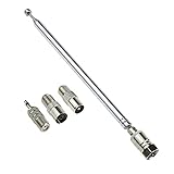 74 cm Antenne FM Radio Antenne Teleskop 75 Ohm Typ F Stecker mit Adapter für Tisch Top Radio HiFi AV Stereo Mini Sy