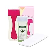 Houren 3 in 1 Schnelle Haarentfernung Warme Wachs Set Tragbare Wachsschmelzmaschine Bienenwachs Warmwachs Haare Entfernung Papier Körpergesicht für Unisex (Farbe : EU Plug Aloe)