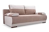 mb-moebel Couch mit Schlaffunktion und Bettkasten Sofa Schlafsofa Wohnzimmercouch Bettsofa Ausziehbar Nisa (Beige + Weiß)