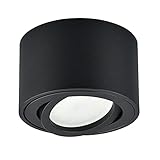 KYOTECH LED Aufbauspot Schwarz flach schwenkbar Aufputz Deckenleuchte Ø80x50mm inkl. 5W LED Modul Aufbaustrahler Warmweiß 3000K 400LM LED Aufputz Rund Schwarz Decken Aufb