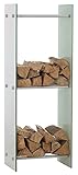 CLP Kaminholzregal/Kaminholzständer Dacio Weißglas I stabile Konstruktion I Holzlager I modernes Glasregal mit Bodenschonern, Farbe:weiß/weiß, Größe:35x50x140 cm (6 Streben)