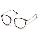 Navaris Retro Brille ohne Sehstärke - Damen Herren Vintage 50er Nerd Brille - Anti Blaulicht Computer Nerdbrille ohne Stärke - mit Metallbüg