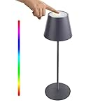 LED Akku Tischleuchte Dimmbar 8 Farbens LED Touch Ohne Kabel Innen & Außen IP45 Balkon oder Garten Tischlampe für Schlafzimmer Wohnzimmer, Kinder/Erwachsene Dunkelg