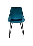 Tenzo Lex 2er-Set Designer Stühle, Metall, Petrol Blau, 85 x 47,5 x 56 cm (Hxbxt), Sitz : Stahl mit Schaum. Stoff : 100% Samt, Petrol Blau/Schwarz, S