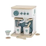 Kidslino Kinderküche Kaffeemaschine mint - personalisierbar I Handmade Holzspielzeug ab 3 Jahren I Label-Label Zubehör Spielküche I Geburtstagsgeschenk für Kinder I Spielzeug mit N