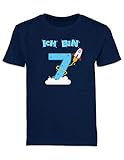 Shirtracer Ich bin Schon 7 Geburtstag Rakete Jungen T-Shirt (Navy, 7-8 Jahre 122-128 cm)