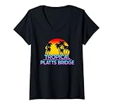Damen Platts Bridge UK Funny British Weather T-Shirt mit V