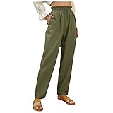 Vectry Damen Freizeithose Jogginghose Sporthose Trainingshose Fitness Hose High Waist Lang Sweathose Rüsche Elastisch Band Sweatpants Regular Fit Stoffhose mit Tasche Größe M