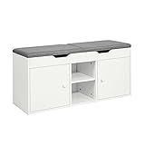 SoBuy FSR96-W Sitzbank mit Zwei Sitzkissen Schuhbank mit Stauraum Garderobenbank Truhenbank Schuhtruhe Dielenbank weiß BHT ca: 100x48x34