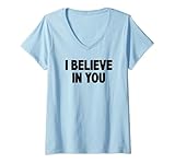 Damen Lehrer-Testtag - Ich glaube an dich motivierend positiv T-Shirt mit V