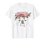 Umriss mit Blumen | Englische Britische Bulldogge T-S