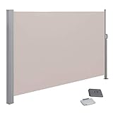 SONGMICS Seitenmarkise, 160 x 300 cm (H x L), Sichtschutz, Sonnenschutz, Seitenrollo, für Balkon, Terrasse, Garten, Taupe GSA160T