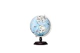 I Globe Globus / 25,4 cm großer Globus mit schönen Tiermustern und blauer Ozean-Karte, glatt weißer Beschichtungsrahmen, Holzsockel, LED im Lieferumfang