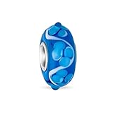 Murano Glas .925 Sterling Silber Kern 3D LampeArbeit Floral Aqua Blau Hibiskus Blume Abstandhalter Charm Perle passt europäisches Armband für Frauen T