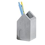Guuisad Kreative Hausform Desktop Organizer Pen Becher Handgemachte Beton Aufbewahrungsbox Bürobedarf Organizer Dekoration (en) (Color : S)