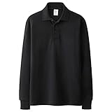 Poloshirt Herren Sport Casual Mode Einfach Einfarbig Herren Sweatshirt Golf Baseball Locker Bequem Herren T-Shirt Herren Lange Ärmel C-Black XXL