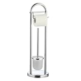 axentia WC-Garnitur Marino aus Chrom - Toilettenpapierhalter, Toilettenbürste & Klobürstenhalter stehend - Bürstengarnitur ohne Bohren - Toilettenpapierständer verchromt - WC-Papierrollenhalter & Bü