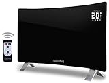 Heidenfeld Curved Glaskonvektor mit Fernbedienung HF-GK100C - 3 Jahre Garantie - 1000 oder 2000 Watt - LED-Touch Display - Heizlüfter Heizgerät Elektroheizung E-Heizung Konvektionsheizg