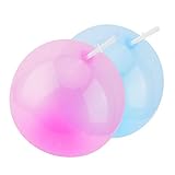 FORMIZON Wasserball Bubble, 2 Stück Bubble Ball, Aufblasbarer Bubble Ball Toys mit Blasrohr, Weichgummiball Transparenter Aufblasbarer Ballon, Wasserball Bubble für Aktivitäten im Freien fü